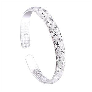 925 Sterling Silver Adjustable Cuff Bangle Bracelet for Women